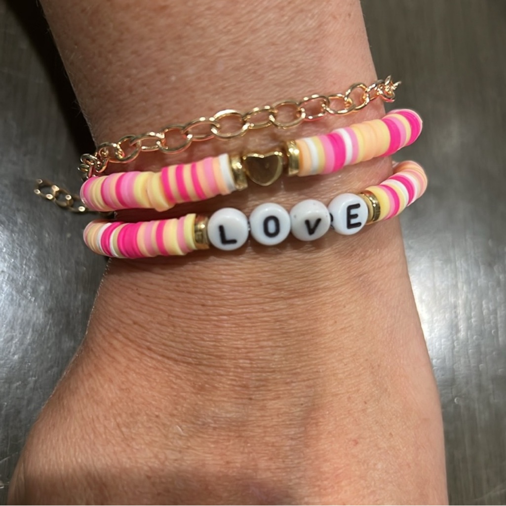 Friendship Set Of 3 Colorful Beaded Love Bracelets